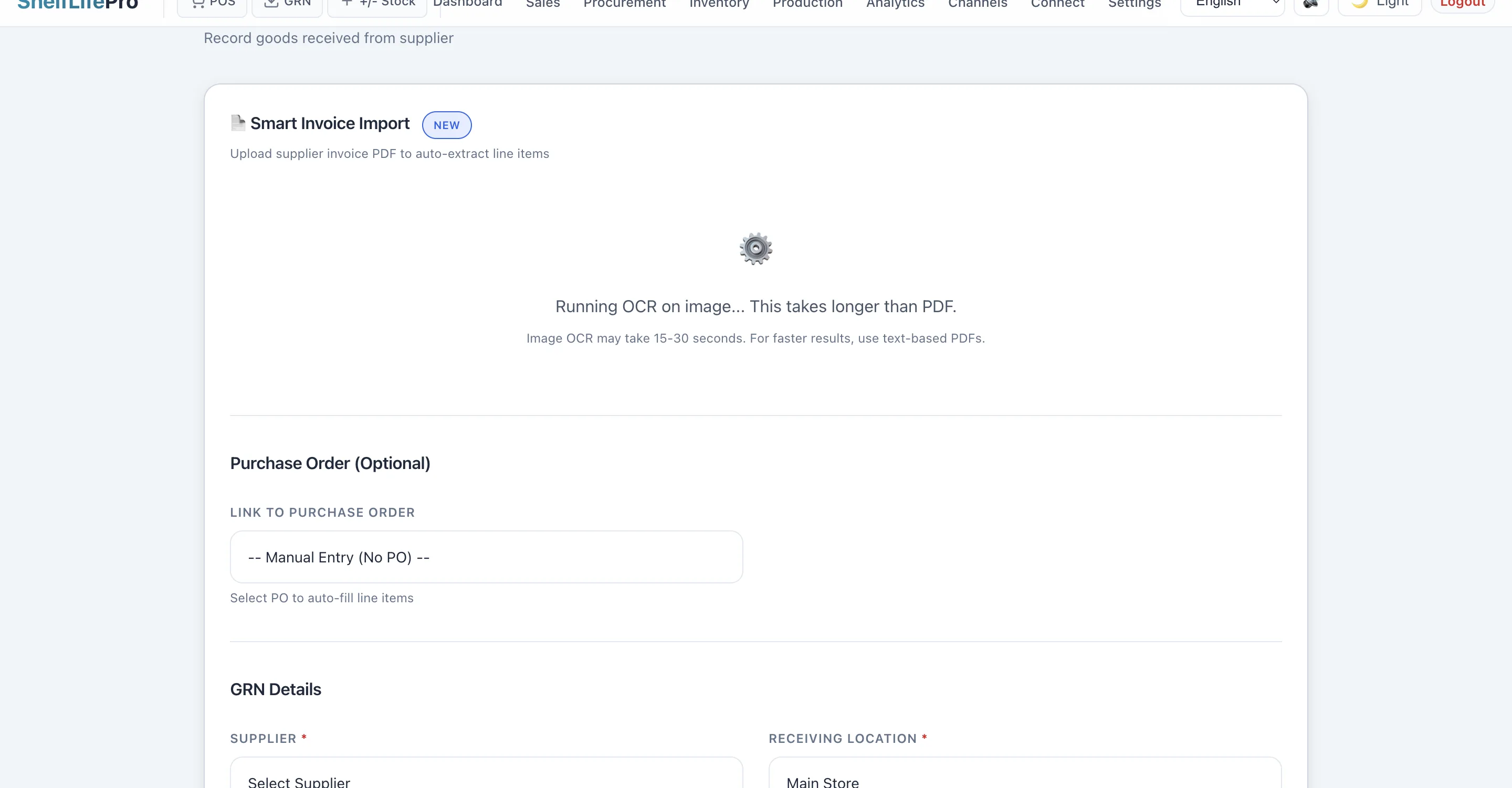 Receiving workflow
