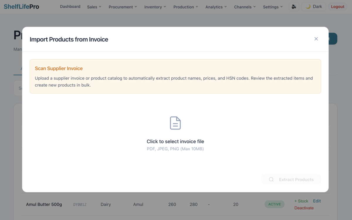 OCR Invoice Import - Scan invoices and auto-populate Receiving data
