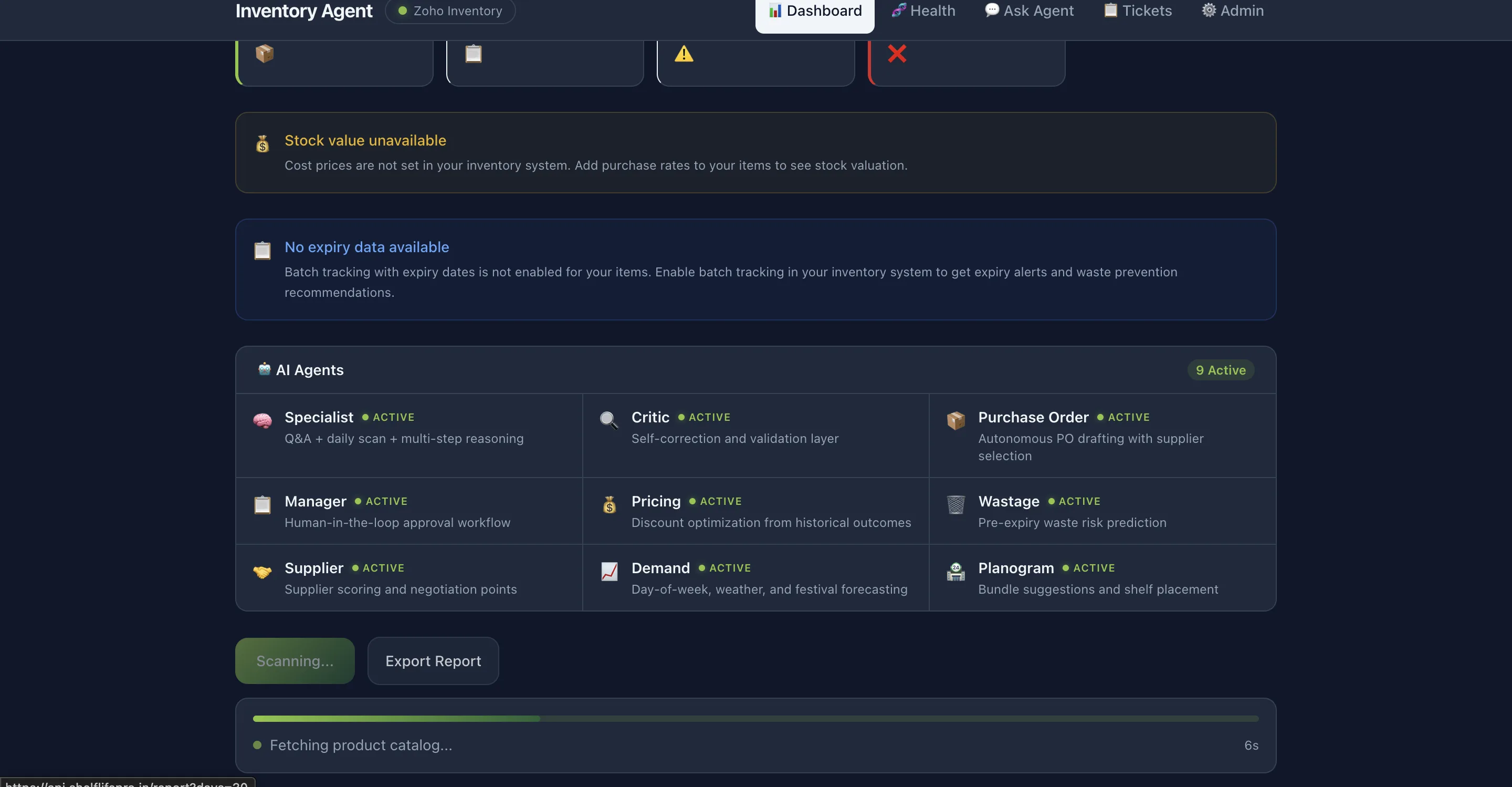 ShelfSense AI: comprehensive inventory analysis across expiry, reorder, pricing, waste, supplier, and demand dimensions